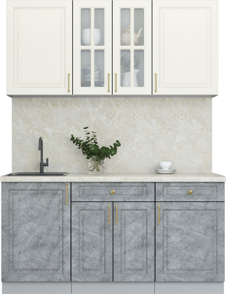 Изображение товара Кухонный гарнитур Интерлиния Мила Шато 1.6А (белый/керамика/опал светлый)