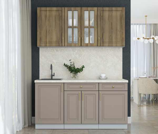 Изображение товара Кухонный гарнитур Интерлиния Мила Шато 1.6А (дуб вотан/луна/опал светлый)