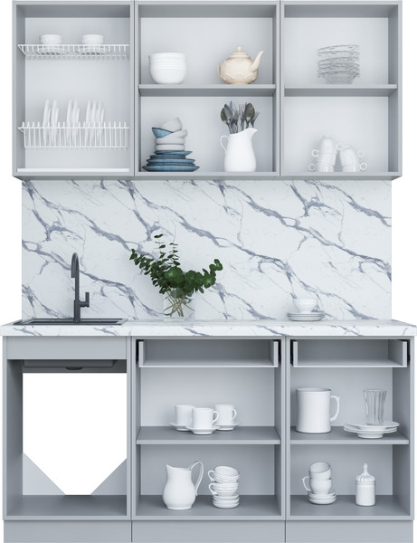 Изображение товара Кухонный гарнитур Интерлиния Мила Шато 1.6А (дуб вотан/черный/белый гранит)