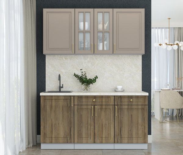 Изображение товара Кухонный гарнитур Интерлиния Мила Шато 1.6А (луна/дуб вотан/опал светлый)