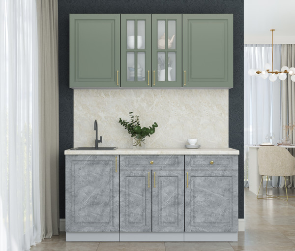 Изображение товара Кухонный гарнитур Интерлиния Мила Шато 1.6А (мята/керамика/опал светлый)