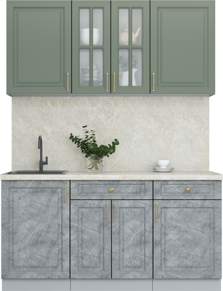 Изображение товара Кухонный гарнитур Интерлиния Мила Шато 1.6А (мята/керамика/опал светлый)