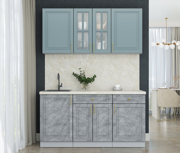 Изображение товара Кухонный гарнитур Интерлиния Мила Шато 1.6А (океан/керамика/опал светлый)