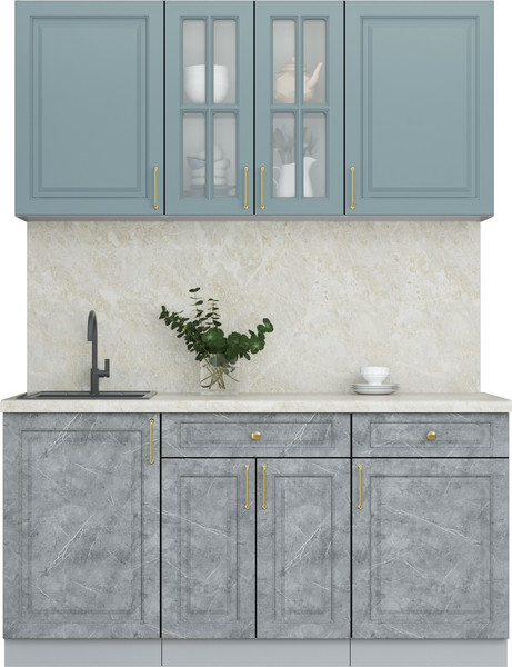 Изображение товара Кухонный гарнитур Интерлиния Мила Шато 1.6А (океан/керамика/опал светлый)