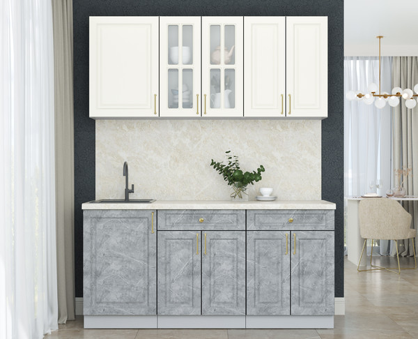 Изображение товара Кухонный гарнитур Интерлиния Мила Шато 1.7А (белый/керамика/опал светлый)