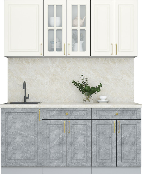 Изображение товара Кухонный гарнитур Интерлиния Мила Шато 1.7А (белый/керамика/опал светлый)