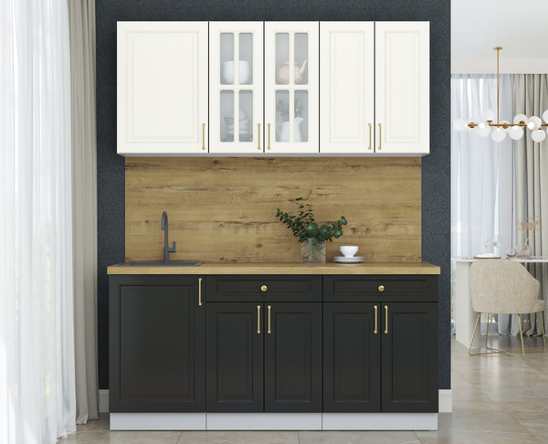 Изображение товара Кухонный гарнитур Интерлиния Мила Шато 1.7А (белый/черный/дуб бунратти)