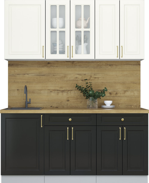 Изображение товара Кухонный гарнитур Интерлиния Мила Шато 1.7А (белый/черный/дуб бунратти)