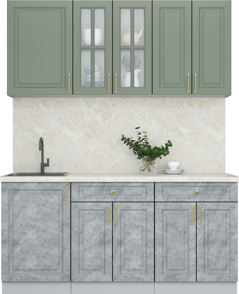 Изображение товара Кухонный гарнитур Интерлиния Мила Шато 1.7А (мята/керамика/опал светлый)