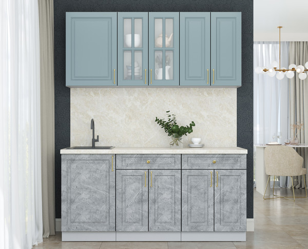 Изображение товара Кухонный гарнитур Интерлиния Мила Шато 1.7А (океан/керамика/опал светлый)