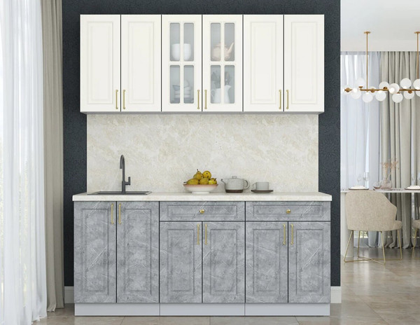 Изображение товара Кухонный гарнитур Интерлиния Мила Шато 1.8А (белый/керамика/опал светлый)