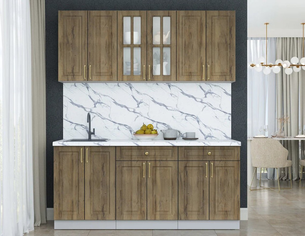 Изображение товара Кухонный гарнитур Интерлиния Мила Шато 1.8А (дуб вотан/дуб вотан/белый гранит)