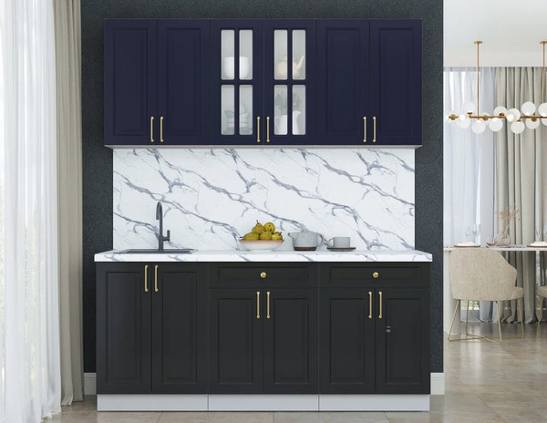 Изображение товара Кухонный гарнитур Интерлиния Мила Шато 1.8А (индиго/черный/белый гранит)
