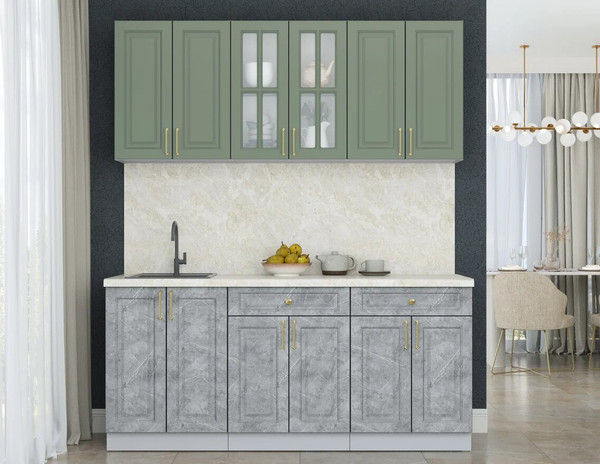 Изображение товара Кухонный гарнитур Интерлиния Мила Шато 1.8А (мята/керамика/опал светлый)