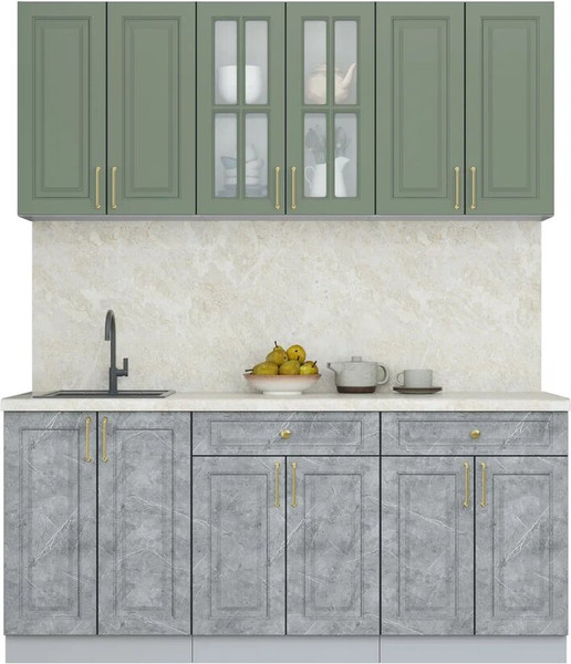 Изображение товара Кухонный гарнитур Интерлиния Мила Шато 1.8А (мята/керамика/опал светлый)