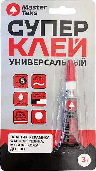 Изображение товара Клей MasterTeks Супер-клей цианоакрилатный универсальный (3г, прозрачный)
