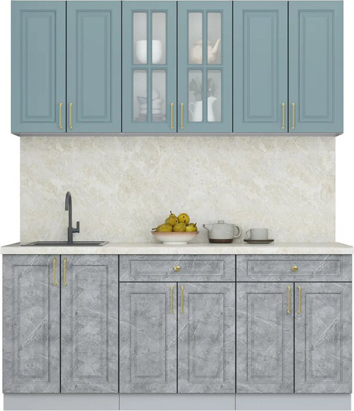 Изображение товара Кухонный гарнитур Интерлиния Мила Шато 1.8А (океан/керамика/опал светлый)