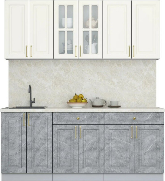 Изображение товара Кухонный гарнитур Интерлиния Мила Шато 1.9А (белый/керамика/опал светлый)