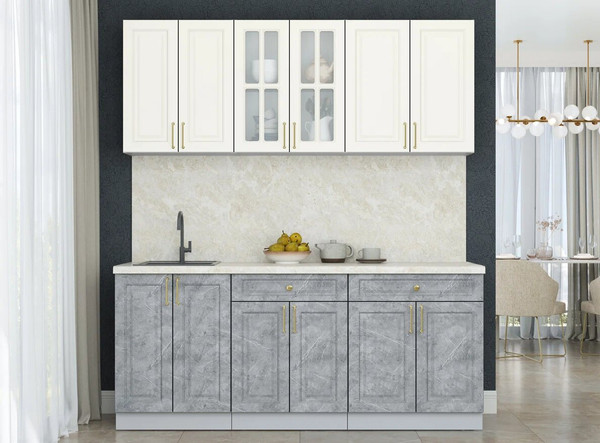 Изображение товара Кухонный гарнитур Интерлиния Мила Шато 1.9А (белый/керамика/опал светлый)