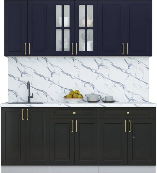 Изображение товара Кухонный гарнитур Интерлиния Мила Шато 1.9А (индиго/черный/белый гранит)