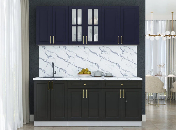 Изображение товара Кухонный гарнитур Интерлиния Мила Шато 1.9А (индиго/черный/белый гранит)