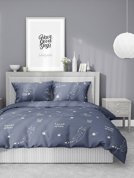 Изображение товара Матрас EOS Идеал 1а/2 160x200+Samsara Коты на синем фоне Евро 220-6