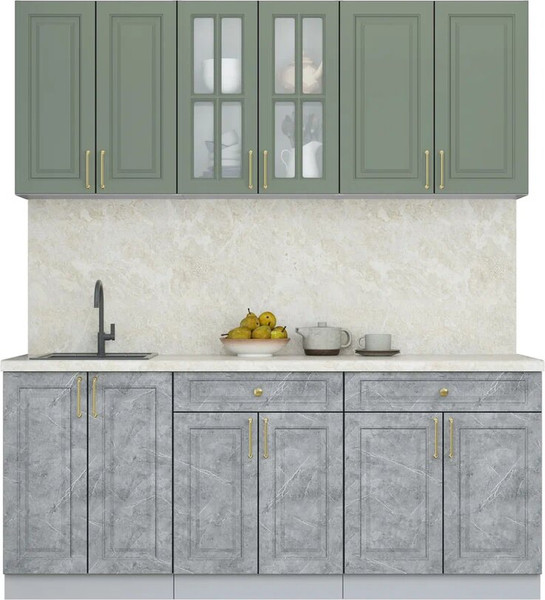 Изображение товара Кухонный гарнитур Интерлиния Мила Шато 1.9А (мята/керамика/опал светлый)