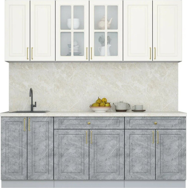 Изображение товара Кухонный гарнитур Интерлиния Мила Шато 2.1А (белый/керамика/опал светлый)