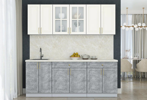 Изображение товара Кухонный гарнитур Интерлиния Мила Шато 2.1А (белый/керамика/опал светлый)