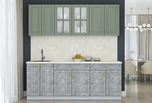 Изображение товара Кухонный гарнитур Интерлиния Мила Шато 2.1А (мята/керамика/опал светлый)