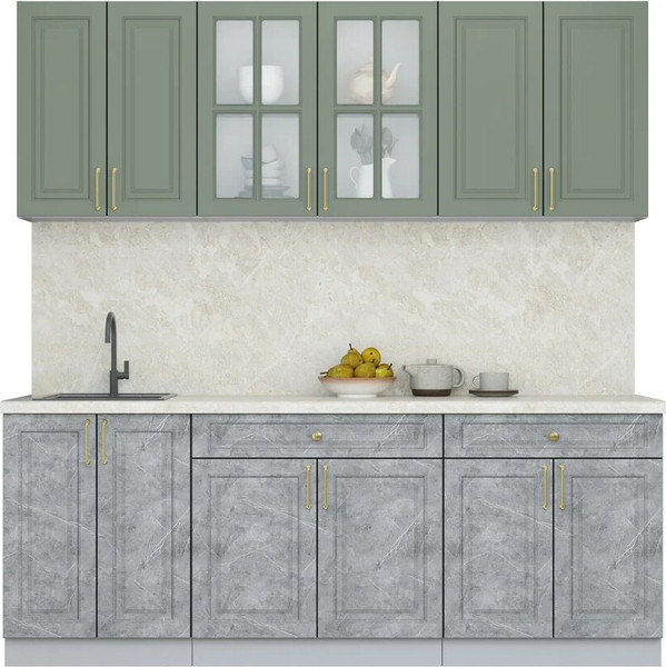 Изображение товара Кухонный гарнитур Интерлиния Мила Шато 2.1А (мята/керамика/опал светлый)