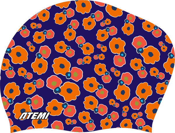 Изображение товара Шапочка для плавания Atemi long hair cap Orange flower / TLH1OF
