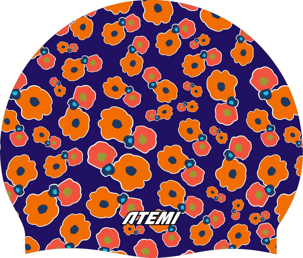 Изображение товара Шапочка для плавания Atemi Silicone cap Orange flower / TSC1OF