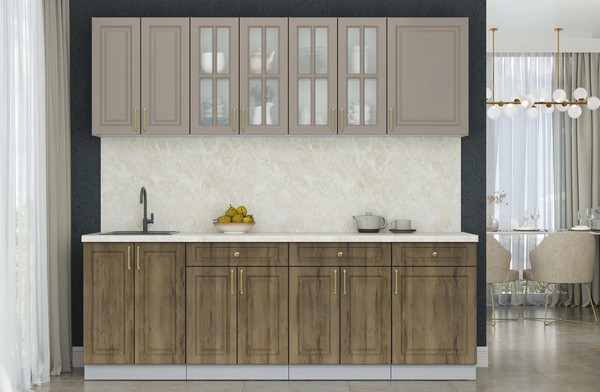 Изображение товара Кухонный гарнитур Интерлиния Мила Шато 2.3А (луна/дуб вотан/опал светлый)