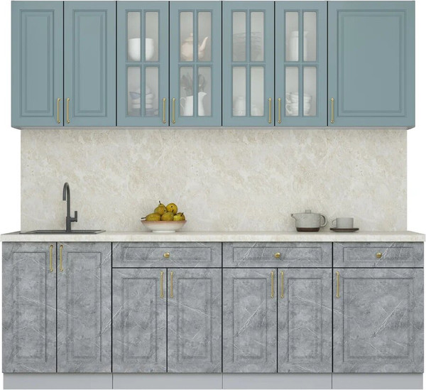 Изображение товара Кухонный гарнитур Интерлиния Мила Шато 2.3А (океан/керамика/опал светлый)