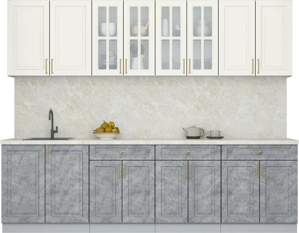 Изображение товара Кухонный гарнитур Интерлиния Мила Шато 2.7А (белый/керамика/опал светлый)