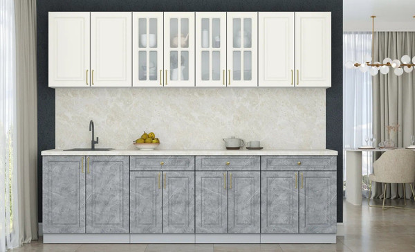 Изображение товара Кухонный гарнитур Интерлиния Мила Шато 2.7А (белый/керамика/опал светлый)