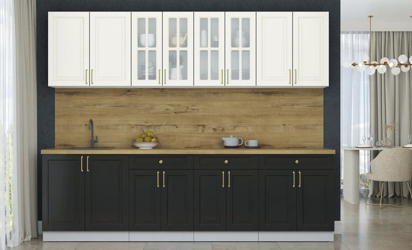 Изображение товара Кухонный гарнитур Интерлиния Мила Шато 2.7А (белый/черный/дуб бунратти)