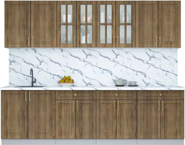 Изображение товара Кухонный гарнитур Интерлиния Мила Шато 2.7А (дуб вотан/дуб вотан/белый гранит)