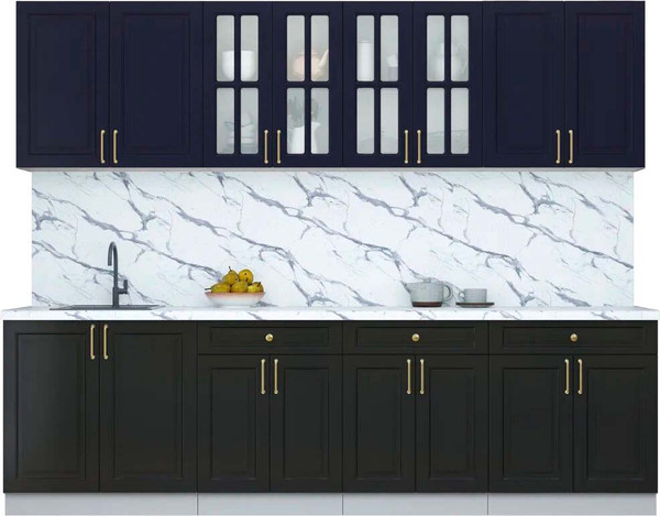 Изображение товара Кухонный гарнитур Интерлиния Мила Шато 2.7А (индиго/черный/белый гранит)