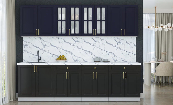 Изображение товара Кухонный гарнитур Интерлиния Мила Шато 2.7А (индиго/черный/белый гранит)