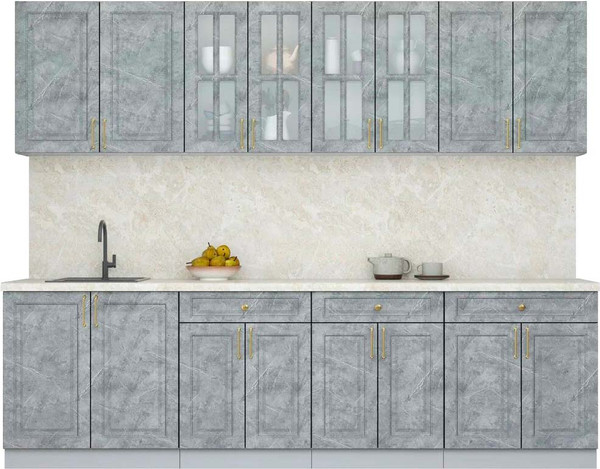 Изображение товара Кухонный гарнитур Интерлиния Мила Шато 2.7А (керамика/керамика/опал светлый)