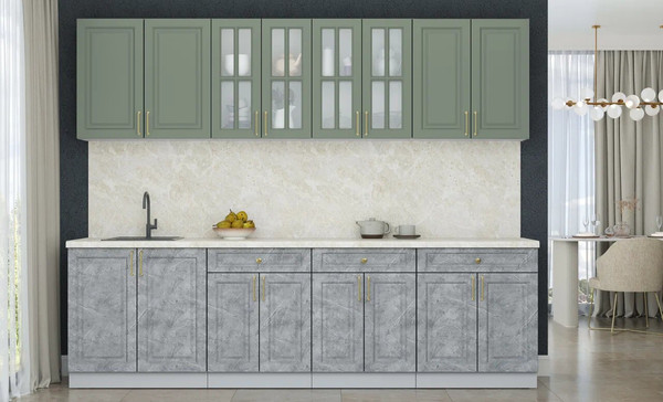 Изображение товара Кухонный гарнитур Интерлиния Мила Шато 2.7А (мята/керамика/опал светлый)