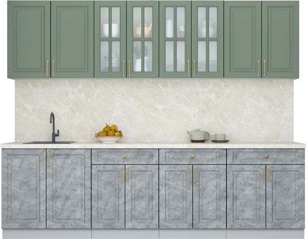 Изображение товара Кухонный гарнитур Интерлиния Мила Шато 2.7А (мята/керамика/опал светлый)