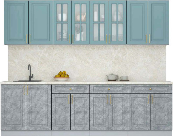 Изображение товара Кухонный гарнитур Интерлиния Мила Шато 2.7А (океан/керамика/опал светлый)
