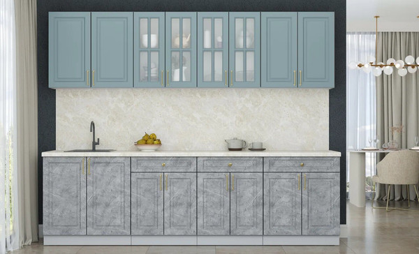 Изображение товара Кухонный гарнитур Интерлиния Мила Шато 2.7А (океан/керамика/опал светлый)