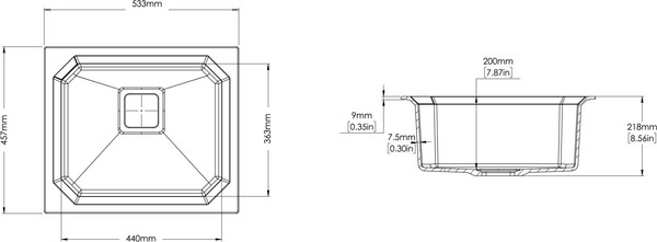 Изображение товара Мойка кухонная Longran Octagon OCG530.457 (оникс)