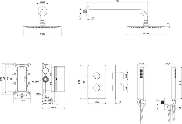 Изображение товара Душевая система со смесителем Aquatek Европа AQ1376CR