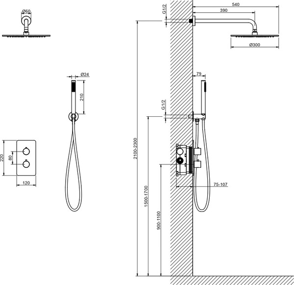 Изображение товара Душевая система со смесителем Aquatek Европа AQ1376CR