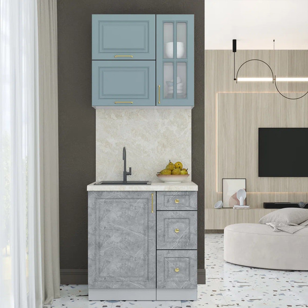 Изображение товара Кухонный гарнитур Интерлиния Мила Шато 0.8Б (океан/керамика/опал светлый)